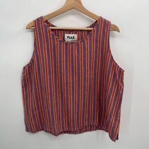 Flax Linen Purple Pink Yellow Colorful Striped Tank
